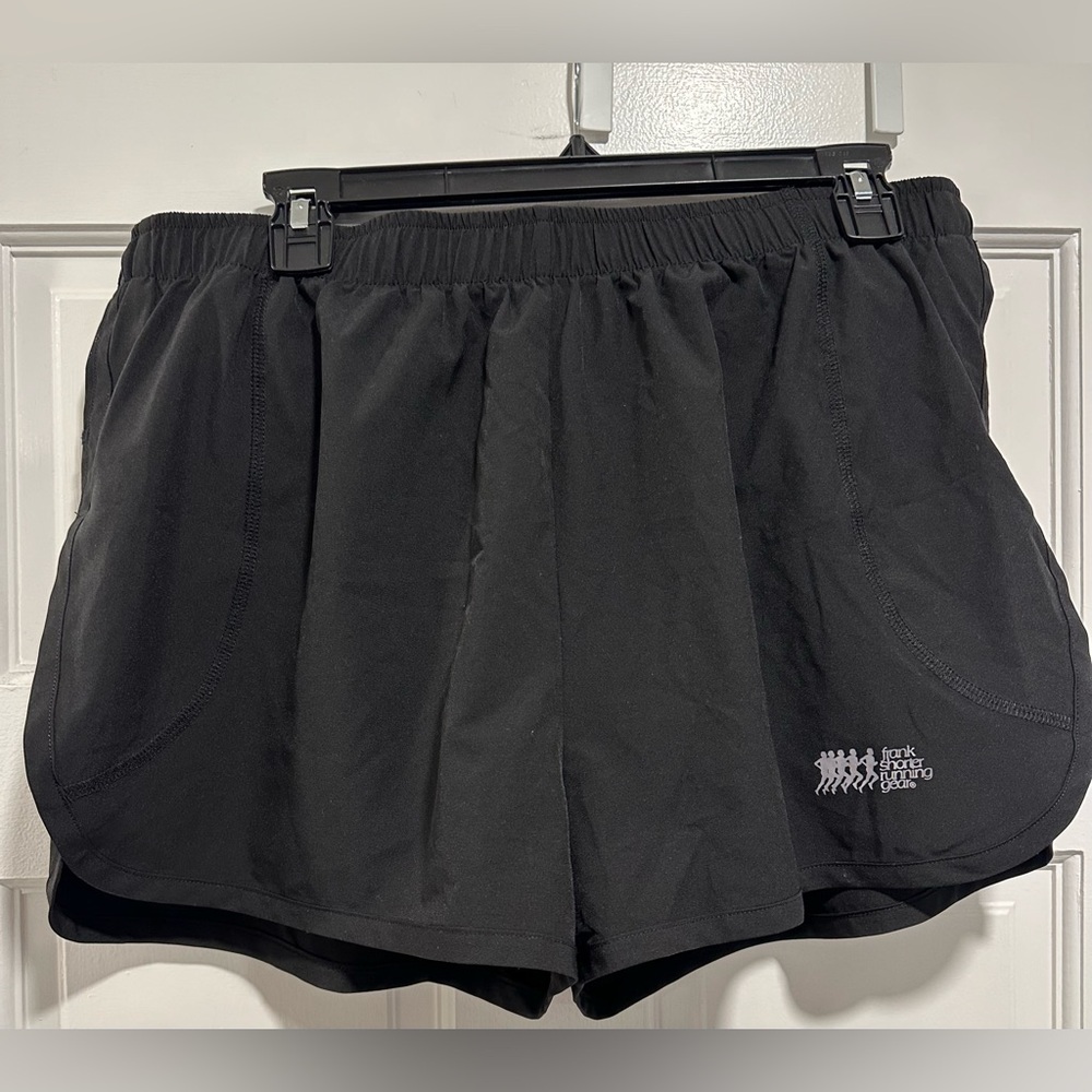 Mens Large Frank Shorter Running Gear Black Shorts with Brief Liner Used